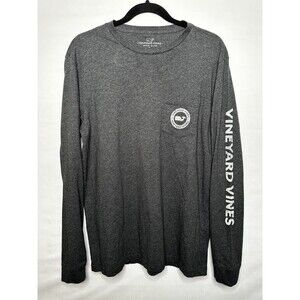 Vineyard Vines Long Sleeve Shirt Dark Gray‎ Whale Logo Cotton Men’s Size Small